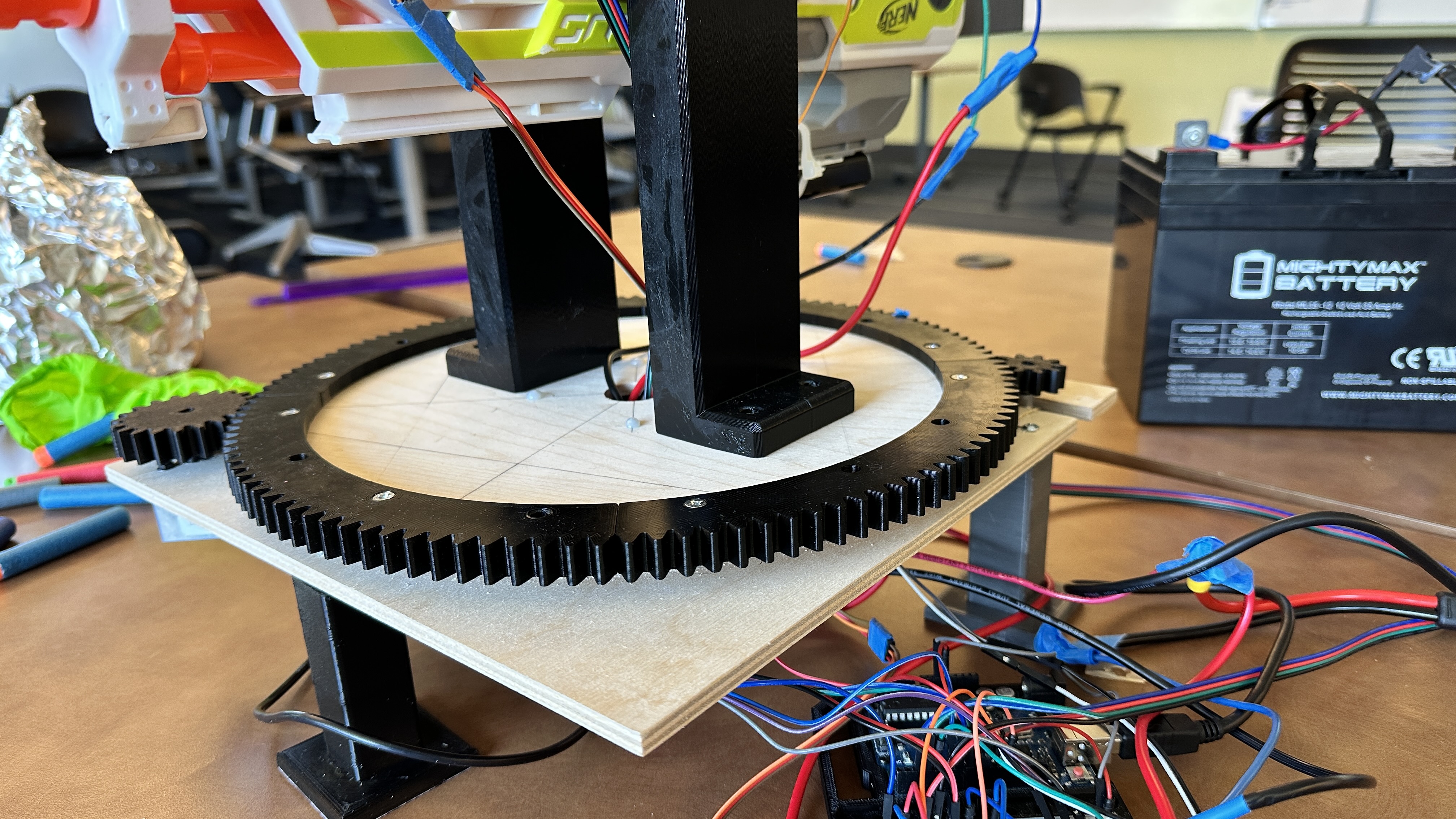 Close-up of GORDON's straight-cut ring gear and rotating platform