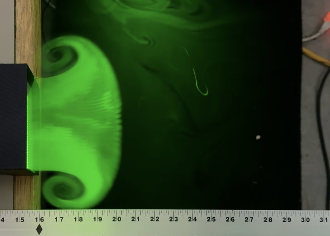 Green laser visualization of VFa flow showing vortex structures