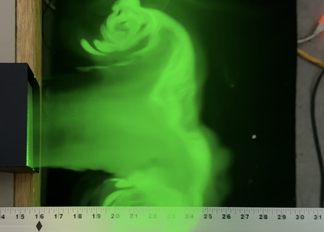 Green laser visualization of VFa conditioned flow